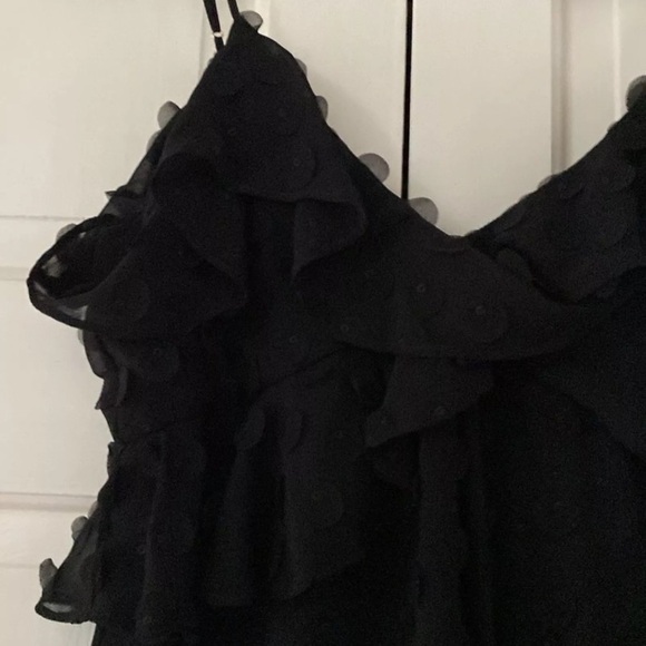 Zimmermann Textured Slip Dress Black Appliqué V Neck Wedding Goth Size 0 US 4 - Picture 3 of 10